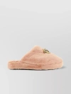 VERSACE LOGO EMBELLISHED FURRY SLIPPERS
