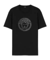 Versace Black Embellished Medusa T-shirt In Black