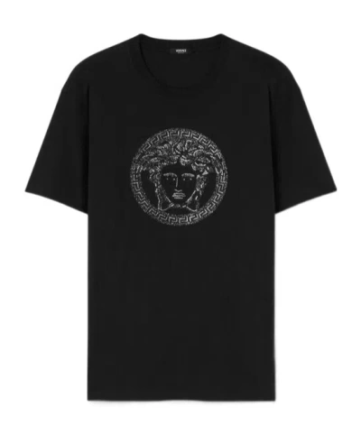 VERSACE VERSACE LOGO-EMBELLISHED CREWNECK T-SHIRT
