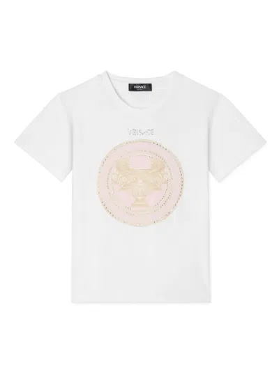 Versace Kids' Logo-embellished T-shirt In White
