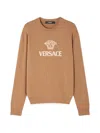 Versace Intarsia Cashmere Knit Sweater In Brown