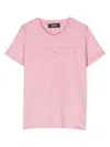 Versace Logo-embossed Cotton T-shirt In Pink