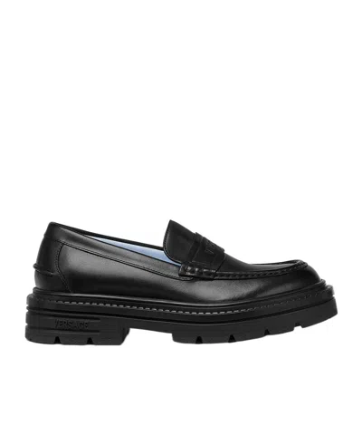 VERSACE VERSACE LOGO EMBOSSED LOAFERS