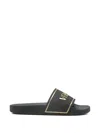 Versace Black Sandals With Logo Printed On The Front In Black