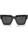 Versace Logo-embossed Square-frame Sunglasses In Black