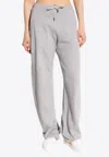 Versace Debossed Logo Twisted Track Pants In Gray