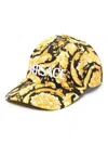 Versace Logo-embroidered Barocco-print Cap In 黑色