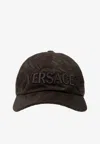 Versace Logo-embroidered Baseball Cap In Brown