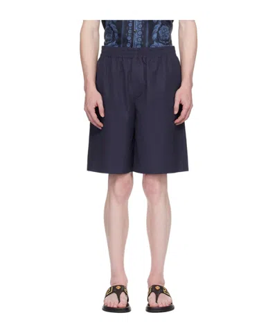 Versace Logo-embroidered Bermuda Shorts In Black