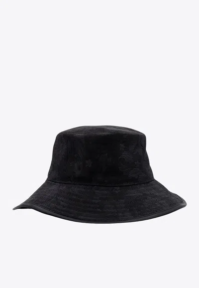 Versace Logo-embroidered Bucket Hat In Black