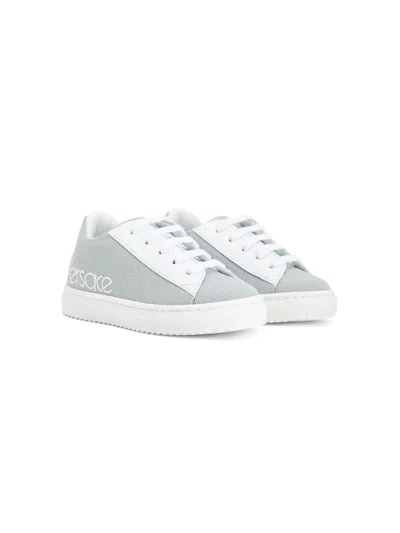 Versace Kids' Logo-print Lace-up Trainers In Grey