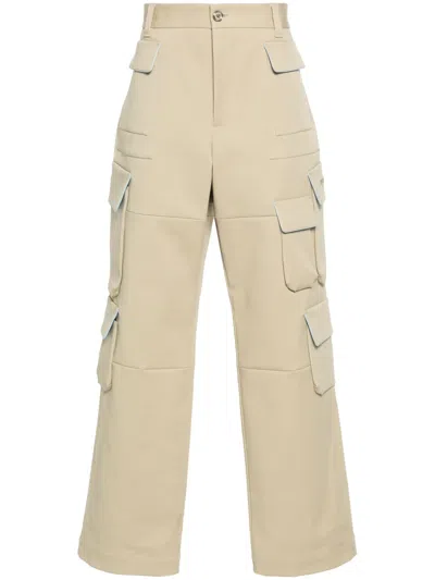Versace Logo-embroidered Cargo Pants In Neutrals