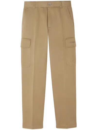 Versace Cotton Cargo Chinos In Neutrals