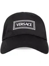 Versace Logo-embroidered Cotton Cap In Black
