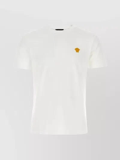 VERSACE LOGO EMBROIDERED COTTON CREW-NECK T-SHIRT