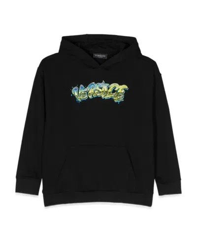 VERSACE VERSACE KIDS LOGO EMBELLISHED LONG SLEEVED HOODIE