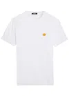 Versace White Crewneck T-shirt With Medusa Embroidery On The Front In Cotton Man