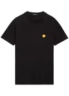 Versace Medusa Embroidered Black Cotton Jersey T-shirt In Black