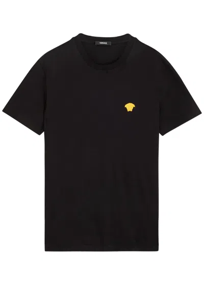VERSACE VERSACE LOGO-EMBROIDERED COTTON T-SHIRT