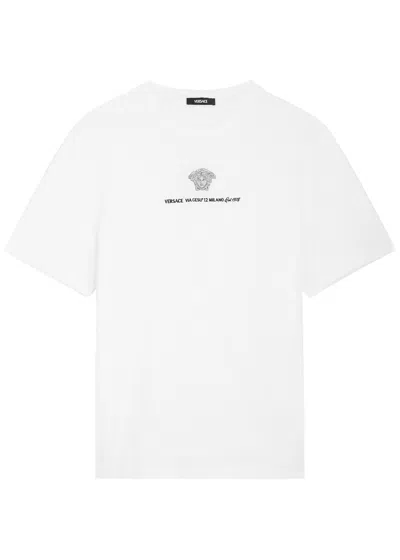 Versace Medusa Milano Embroidered Crewneck T-shirt In White