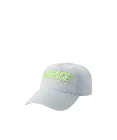 VERSACE VERSACE LOGO-EMBROIDERED DENIM BASEBALL CAP