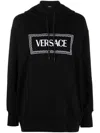 Versace Logo-print Rib-trimmed Hoodie In Black
