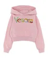 Versace Logo-embroidered Hoodie In Pink