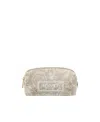 Versace Logo-embroidered Jacquard Zip-up Toiletry Bag In Nude