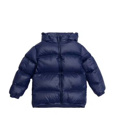 Versace Logo-embroidered Padded Jacket In Blue