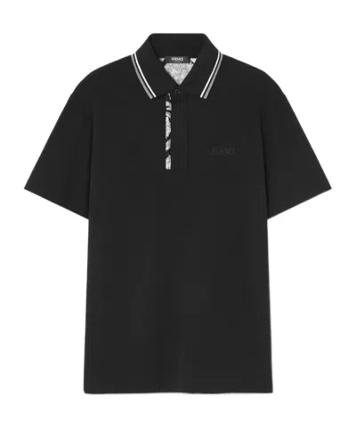 VERSACE VERSACE BAROCCO EMBROIDERED SHORT-SLEEVED POLO SHIRT