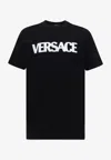 Versace Blue Crewneck T-shirt With 90's Logo Print