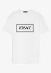 Versace Logo-embroidered Short-sleeved T-shirt In White