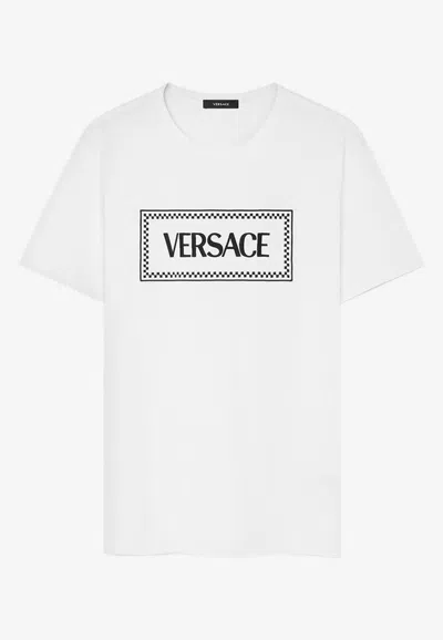 VERSACE LOGO-EMBROIDERED SHORT-SLEEVED T-SHIRT