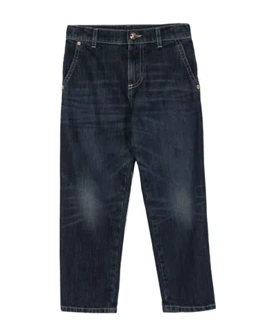 Versace Logo-embroidered Straight-leg Jeans In Black