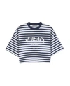 Versace Cropped Embroidered Striped Cotton-jersey T-shirt In White