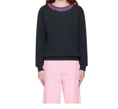 Versace Logo-embroidered Sweatshirt In Black