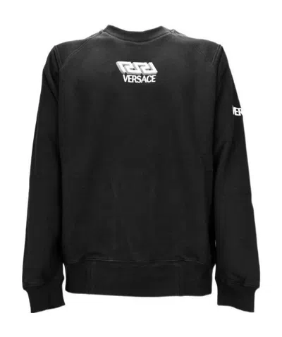 Versace Logo-embroidered Sweatshirt In Black