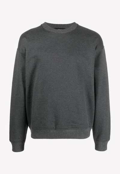 Versace Logo Embroidered Sweatshirt In Gray