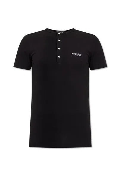 VERSACE LOGO EMBROIDERED T-SHIRT