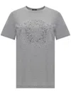 Versace Logo-embroidered T-shirt In Grey