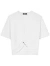 Versace Logo And Safety Pin Cotton T-shirt In Optical/white