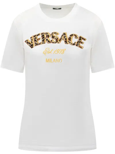 Versace White Graphic Crew Neck T-shirt