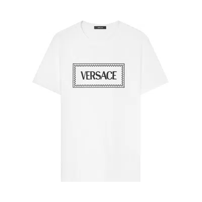 Pre-owned Versace Logo Embroidered T-shirt 'white/black' | Women's Size 44