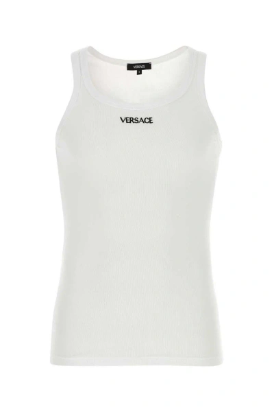 VERSACE LOGO-EMBROIDERED TANK TOP