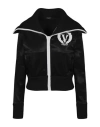VERSACE VERSACE LOGO EMBROIDERED TRACK JACKET WOMAN JACKET BLACK SIZE 8 POLYESTER, COTTON