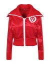 VERSACE VERSACE LOGO EMBROIDERED TRACK JACKET WOMAN JACKET RED SIZE 10 POLYESTER, COTTON