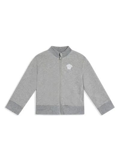 Versace Babies' Logo-embroidered Zip-up Sweatshirt In Grey