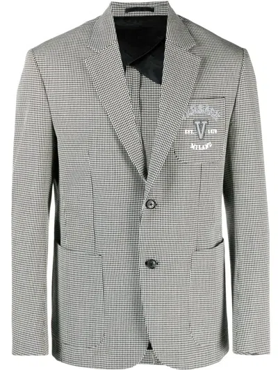 Versace Black And White College Logo Blazer In Grey