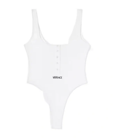 VERSACE VERSACE LOGO-EMBROIDERED RIBBED BODYSUIT