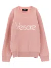 Versace Logo Embroidery Sweater In Pink